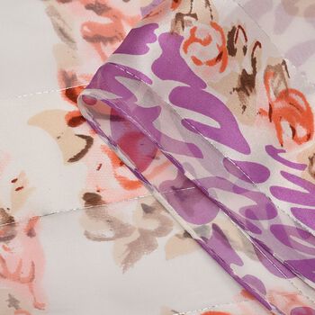 LA MAREY 100% Maulbeerseiden Schal, violett und Leopardenmuster