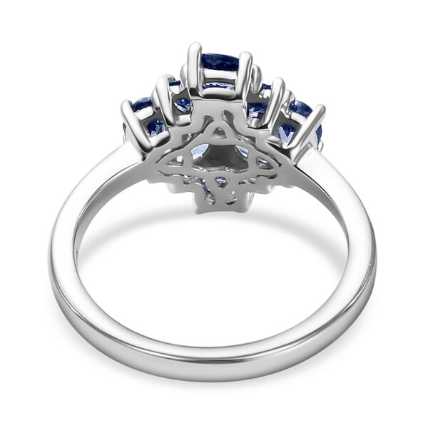 AA Tansanit Cluster Ring 925 Silber Platin-Überzug image number 5
