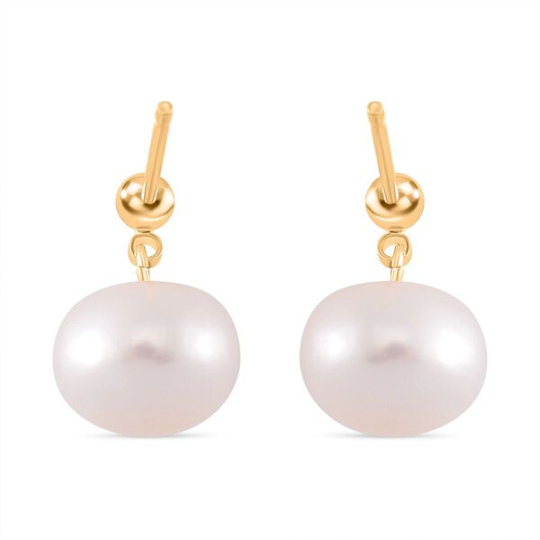 Wei&szlig;e S&uuml;&szlig;wasser Perle (8-10 mm) Ohrringe 925 Silber vergoldet image number 5