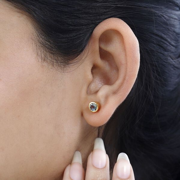 Grüner Tansanit Ohrringe 925 Silber Gelbgold Vermeil ca. 1,00 ct. image number 3