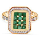 Kagem Sambischer Smaragd, Zirkon Ring 925 Silber Gelbgold Vermeil (Größe 19.00) ca. 0,84 ct image number 0