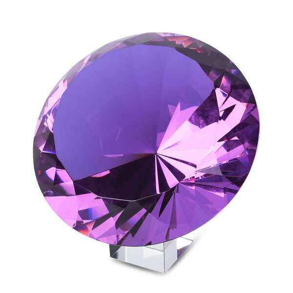 Diamantschliff Lila Glaskristall mit St&auml;nder in Geschenkbox, Gr&ouml;&szlig;e: 20 cm, Amethyst image number 1