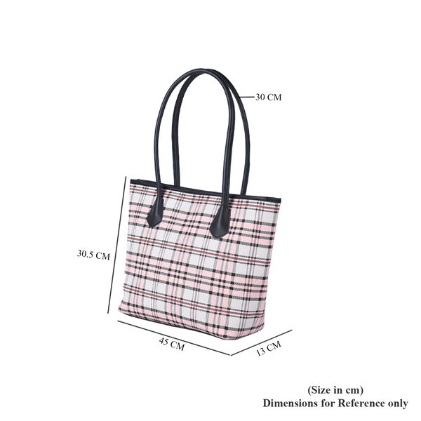 Moderne Handtasche mit PU-Leder Griff, Streifenmuster, Rosa image number 6