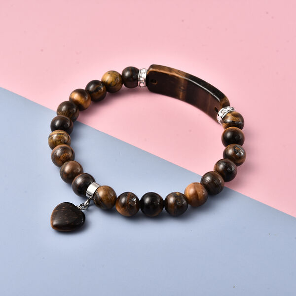 Gelbes Tigerauge und Kristall-Armband, 18 cm, Edelstahl ca. 119,50 ct image number 2