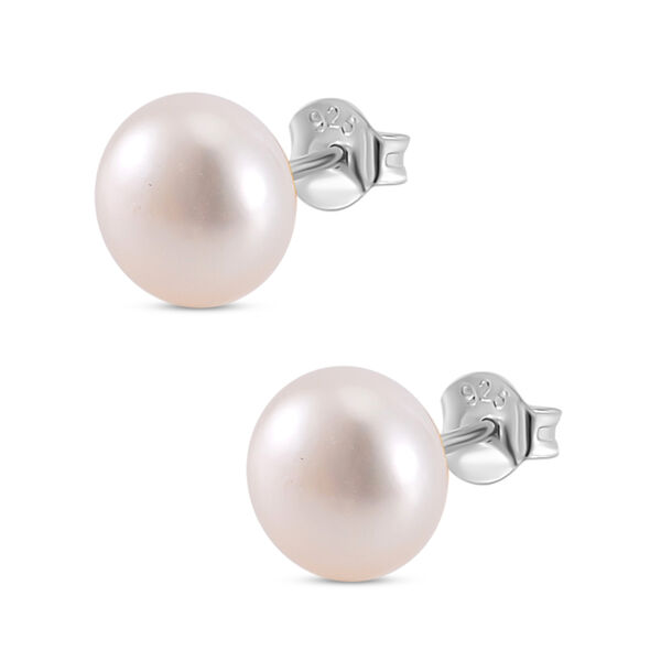 Weiße Süßwasser Perle Ohrstecker, 925 Silber rhodiniert image number 3