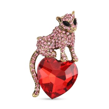 Mehrfarbiger Kristall Panther Brosche Antikes Gold