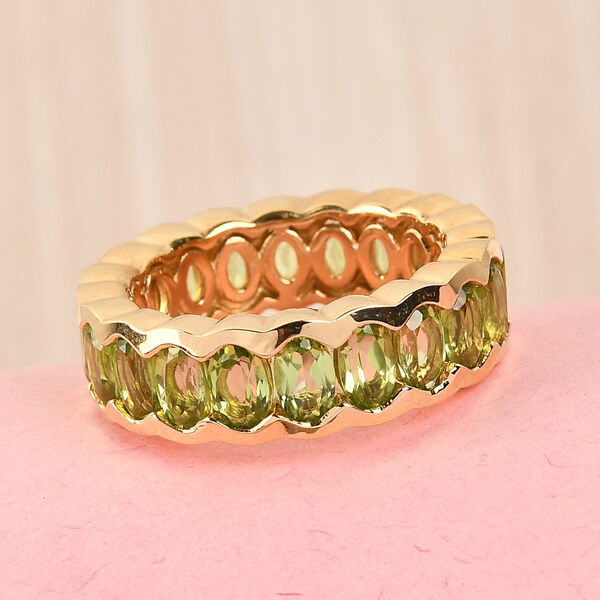 Peridot Band Ring 925 Silber 585 Vergoldet image number 2