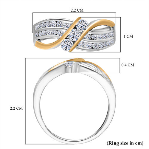Lab Grown Diamant SI Ring 925 Silber Rhodiniert und 750 Gelbgold Vermeil (Größe 17.00) ca. 0,76 ct image number 6