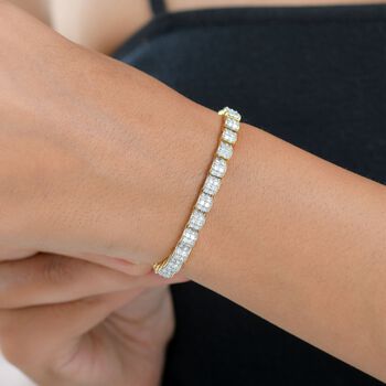 LUXURIANT SGL zertifiziertes SI-GH Labor Diamant 19cm Armband, 925 Silber 750 Gelbgold Vermeil - 4,50 ct.
