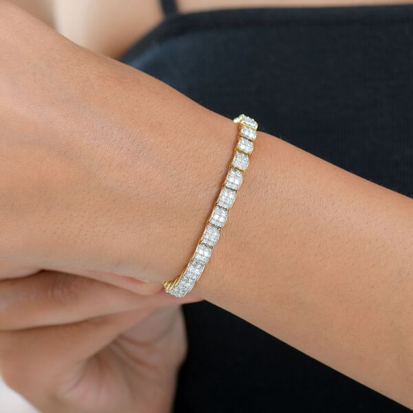 LUXURIANT SGL zertifiziertes SI-GH Labor Diamant 19cm Armband, 925 Silber 750 Gelbgold Vermeil - 4,50 ct. image number 2