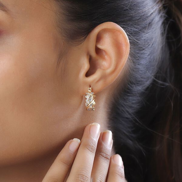 ALLORO vergoldete Silber-Creolen mit Diamantakzenten image number 3