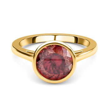 Roter Moissanit Solit&auml;r-Ring, 925 Silber Gelbgold Vermeil (Gr&ouml;&szlig;e 16.00) ca. 1,23 ct