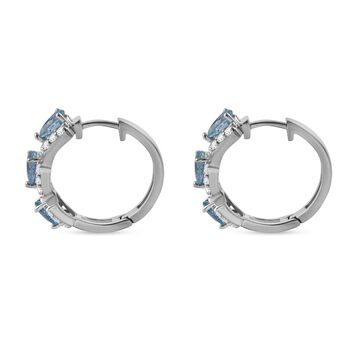 AA Blauer Zirkon, Wei&szlig;er Zirkon Ohrringe 925 Silber rhodiniert ca. 2,90 ct.