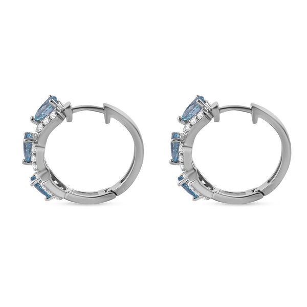 AA Blauer Zirkon, Weißer Zirkon Ohrringe 925 Silber rhodiniert ca. 2,90 ct. image number 3