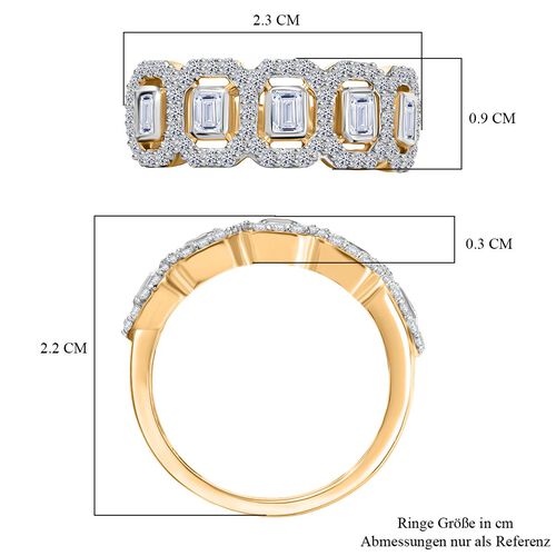 Lab Grown Diamant VS Ring 925 Silber 750 Gelbgold Vermeil (Größe 18.00) ca. 1,04 ct image number 6