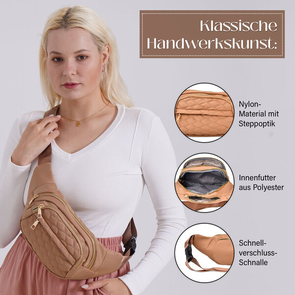 Nylon-Gürteltasche mit RFID-Schutz, 36x4x13cm, Khaki image number 3