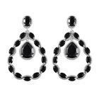 Schwarzer Spinell Ohrringe, 925 Silber platiniert, ca. 16.71 ct