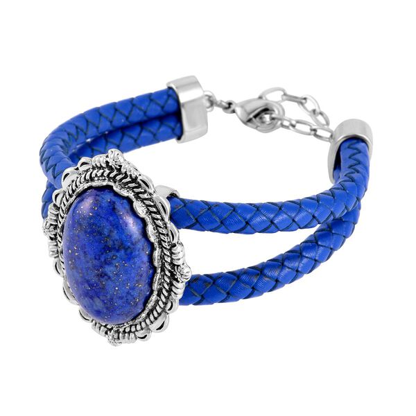 Lapislazuli Leder Armband, ca. 19 cm, Antik-silber-Plattierung, ca. 7.00 ct image number 2