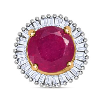 AAA Afrikanischer Rubin (Fissure gef&uuml;llt), wei&szlig;er Diamant Anh&auml;nger, 375 Gold ca. 1.44 ct