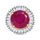 AAA Afrikanischer Rubin (Fissure gefüllt), weißer Diamant Anhänger, 375 Gold ca. 1.44 ct