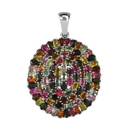 Nat&uuml;rlicher, mehrfarbiger Turmalin-Anh&auml;nger, 925 Silber platiniert ca. 20.00 ct
