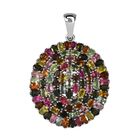 Natürlicher, mehrfarbiger Turmalin-Anhänger, 925 Silber platiniert ca. 20.00 ct