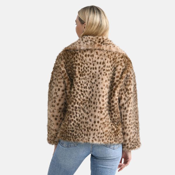 LA MAREY Signature Kurzjacke aus Webpelz mit Leopardenmuster, Einheitsgr&ouml;&szlig;e, Braun image number 2
