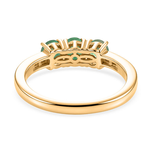 D'Joy AAA Kagem Sambischer Smaragd, Wei&szlig;er Diamant Ring 925 Silber 750 Gelbgold vermeil (Gr&ouml;&szlig;e 17.00) ca. 1,23 ct image number 5