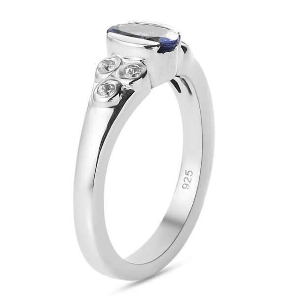 Tansanit und Zirkon Ring 925 Silber platiniert  ca. 0,76 ct image number 5