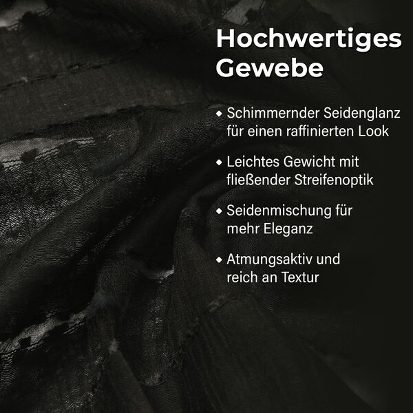 Modal-Seide-Schal, Streifendesign, 175x60 cm, Schwarz image number 4