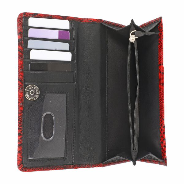 Geldbörse aus 100% Leder mit Pythonmuster und RFID Schutz, Rot image number 6
