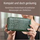 RFID-geschützte Brieftasche aus 100% echtem Leder mit Kroko-Prägung und abnehmbarem Trageschlaufe, dunkel grün image number 4