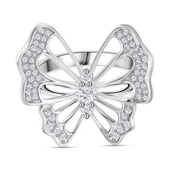 GP Italian Garden Kollektion- Wei&szlig;er Diamant und blauer Saphir-Ring, 925 Silber rhodiniert - 0,51 ct,