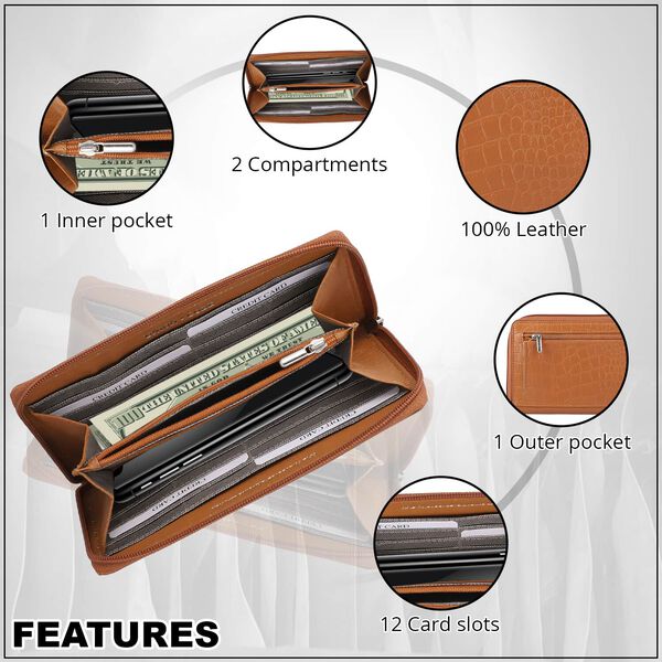 CLOSE OUT - UNION CODE: Echtleder Brieftasche mit Krokoprägung, grau image number 3