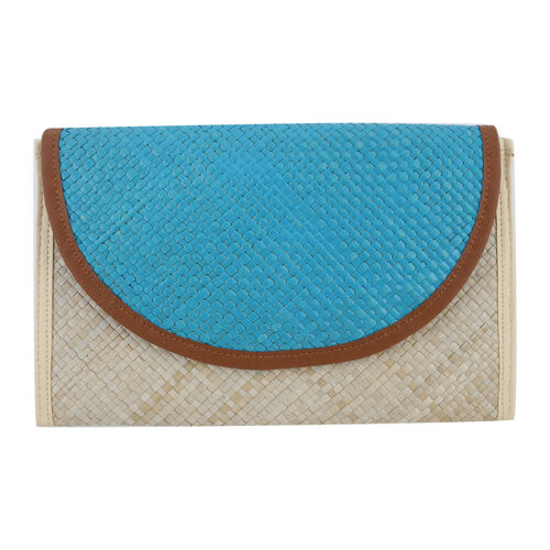 Clutch aus Pandan Blättern, Blau image number 0