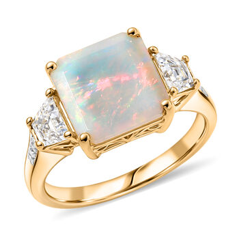 D'Joy AAA nat&uuml;rlicher, &auml;thiopischer Welo Opal und Moissanit Ring - 3 ct.
