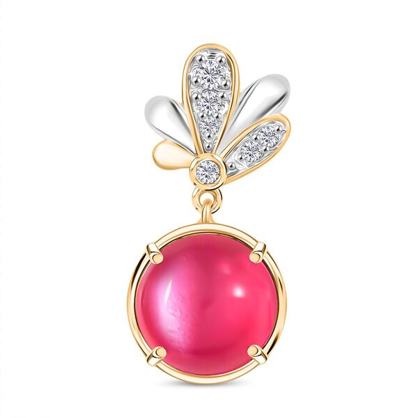 D'Joy Maulbeer Mondstein, Weißer Zirkon Anhänger 925 Silber platiniert und vergoldet ca. 4.43 ct image number 0