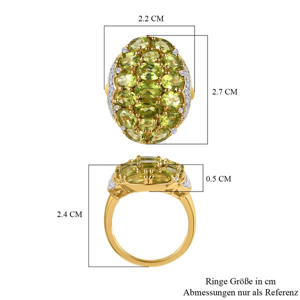 Nat&uuml;rlicher Peridot und Zirkon-Cluster-Ring - 7,04 ct. image number 7