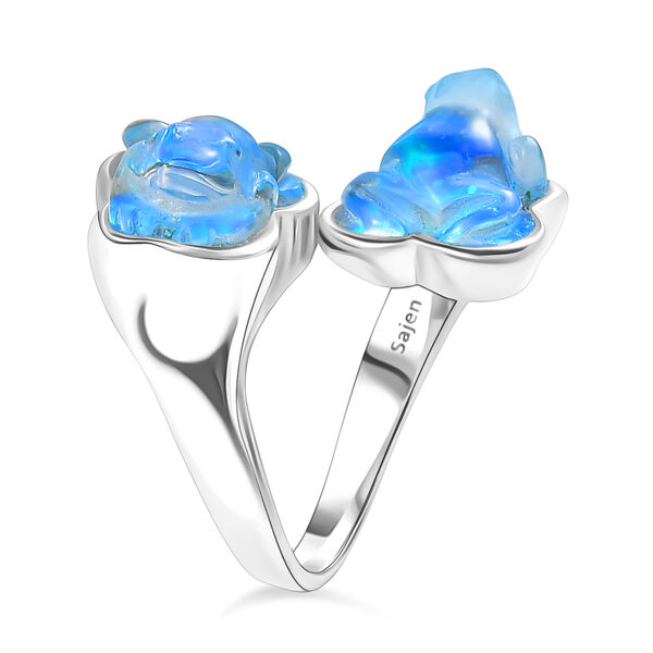 Sajen Silber - Blauer Opaltraum mit Kristallfrosch (Dublette) Ring 925 Silber rhodiniert (Größe 21.00) ca. 12.16 ct image number 5
