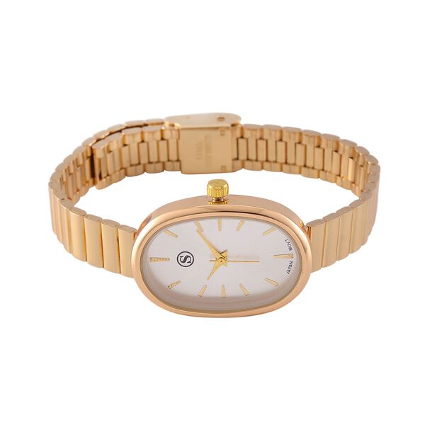 STRADA - Elegante Armbanduhr mit Japanischem Uhrwerk, Stahlsonnenschliff-Zifferblatt und Edelstahlarmband, Reiner Edelstahl, 19 cm, goldfarben image number 3