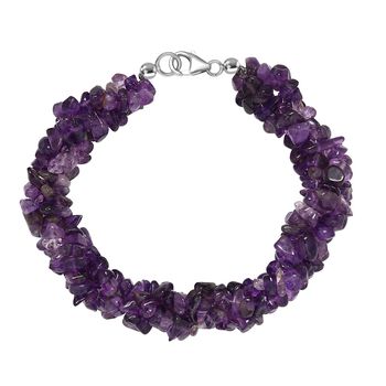 Afrikanischer Amethyst Armband ca. 19 cm 925 Silber rhodiniert ca. 110.00 ct