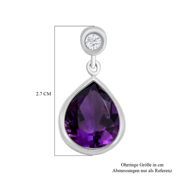 Afrikanische Amethyst und Zirkon-Ohrh&auml;nger in Silber, 7,86 ct. image number 4