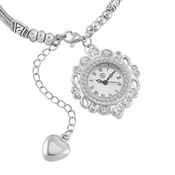 STRADA - Mehrfarbige-Edelstein verstellbare Perlenarmbanduhr mit Legierungsgeh&auml;use und japanischem Uhrwerk, 17-21 cm Reiner Edelstahl