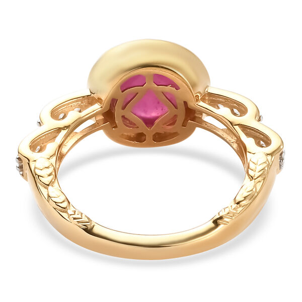 Afrikanischer Rubin (Fissure gef&uuml;llt) und Zirkon Ring 925 Silber vergoldet image number 6