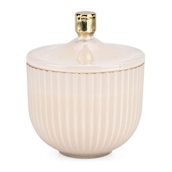 Duftkerze im Glas mit Deckel, Luxusglas-Design, Tabak und Oud, Wei&szlig;