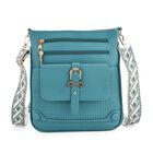 Elegante Umhängetasche aus feinem Lederimitat mit Mehrfachfächern, 24x27 cm, Petrolblau