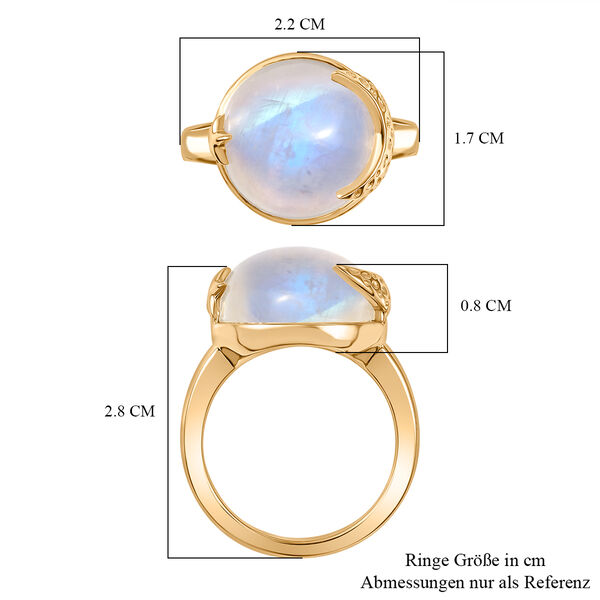 D'Joy AA Meetiyagoda Regenbogen Mondstein Ring 925 Silber 750 Gelbgold Vermeil (Größe 21.00) ca. 11.04 ct image number 6