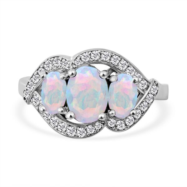 Nat&uuml;rlicher, &auml;thiopischer Welo Opal und Zirkon-Ring - 3,12 ct.