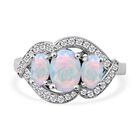 Natürlicher, äthiopischer Welo Opal Ring, 925 Silber platiniert (Größe 16.00) ca. 3.12 ct