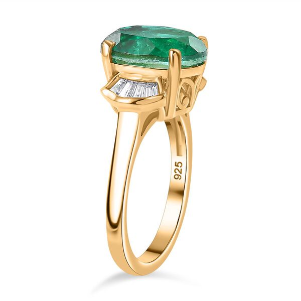 Smaragd Triplett Quarz und Zirkon Ring - 5,74 ct. image number 4